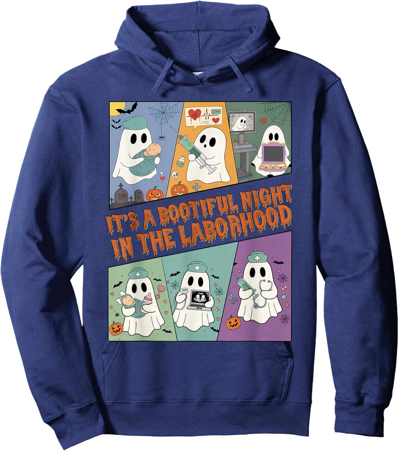 It's A Bootiful Night in The Laborhood, L&D Nurse Halloween Hoodie - Hoodie | Navy