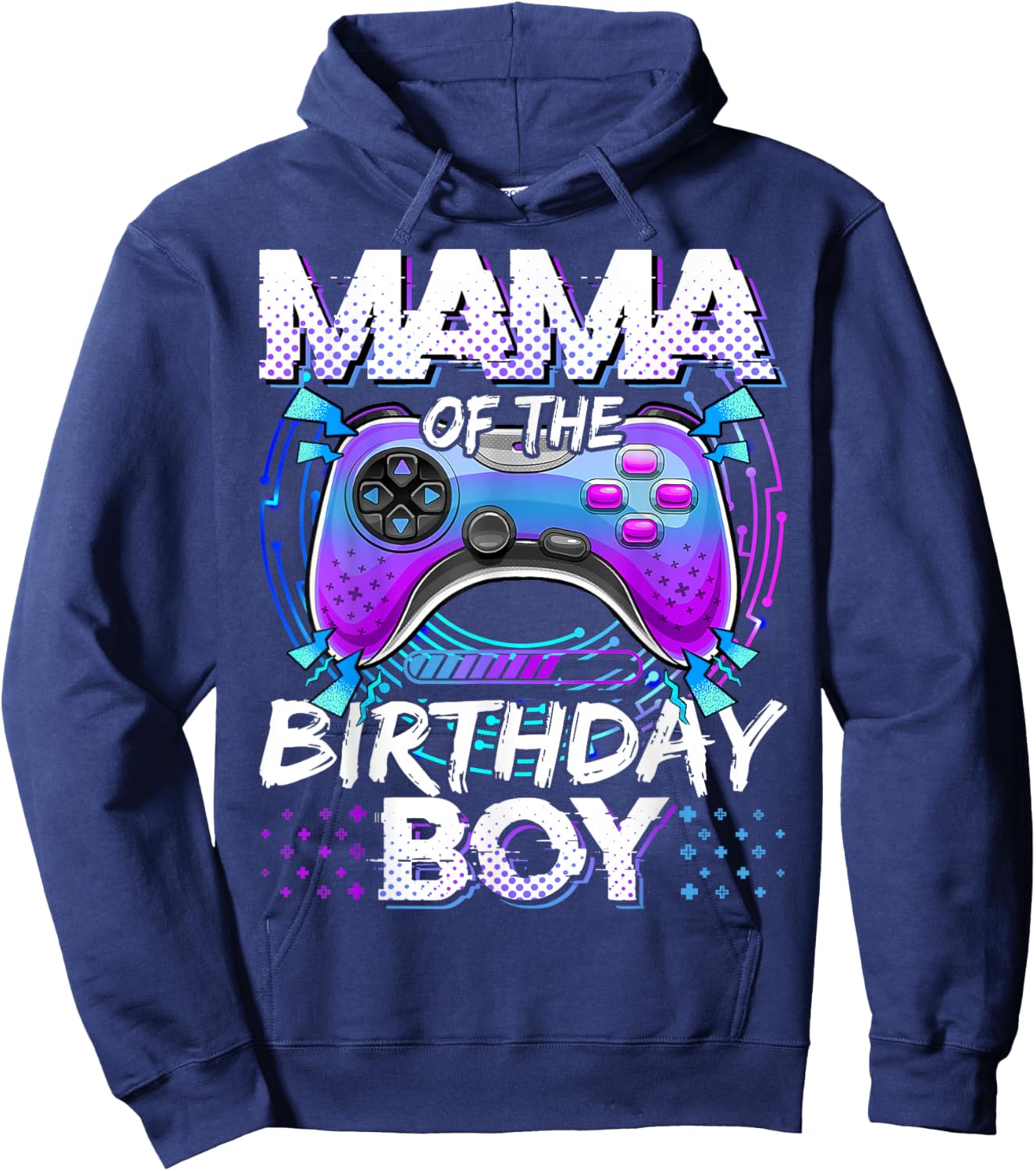 Mama of The Birthday Boy Video Game Controller Matching Hoodie - Hoodie | Navy