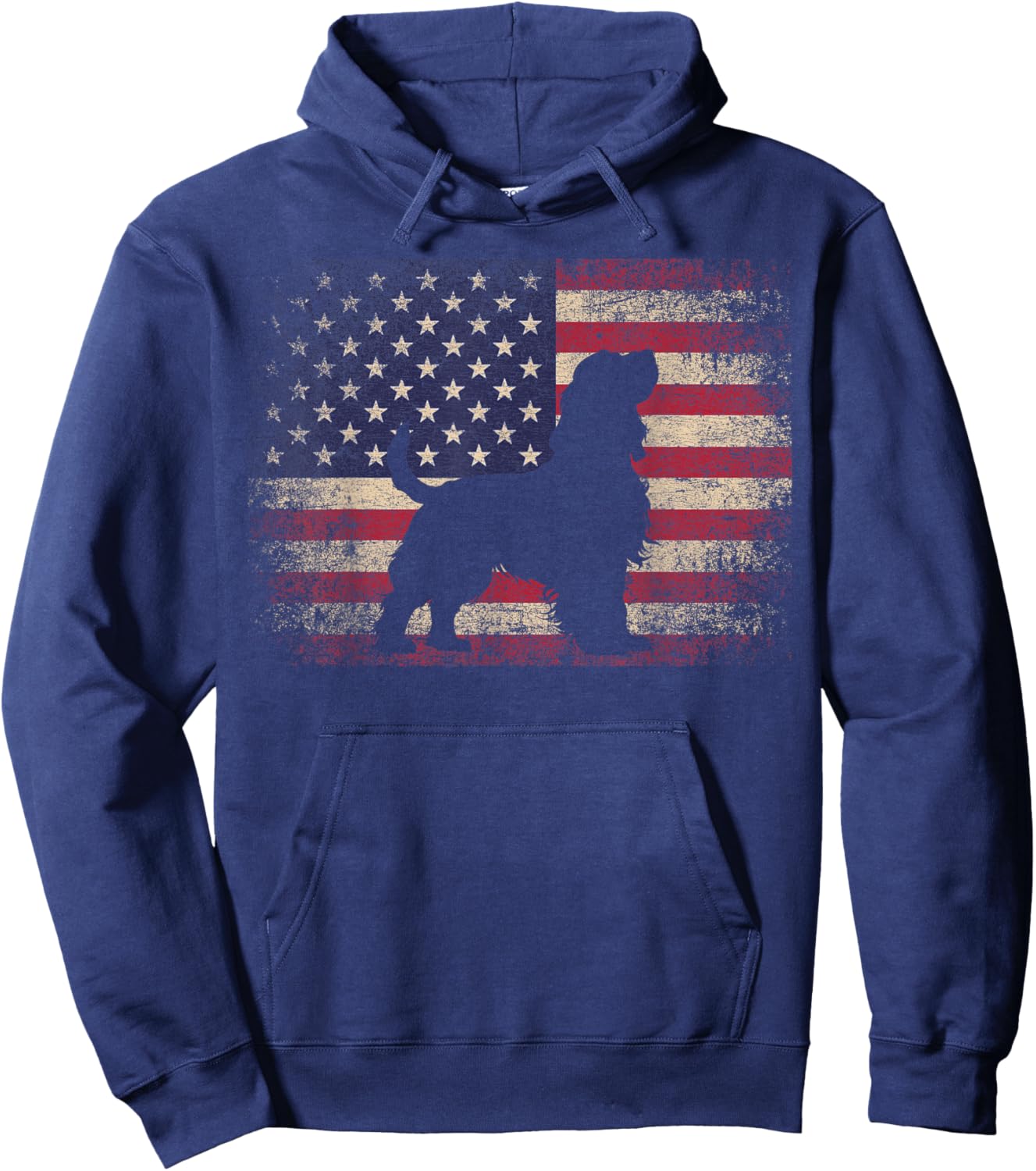 Cocker Spaniel Dog - 4th of July American Flag Vintage Hoodie - Hoodie | Navy