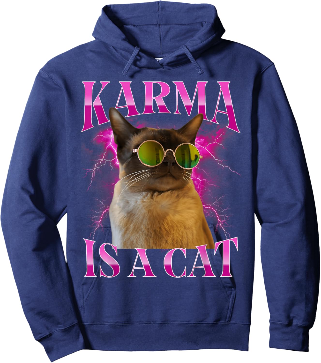 Karma is A Cat, Funny Cat Lovers Design Hoodie - Hoodie | Navy