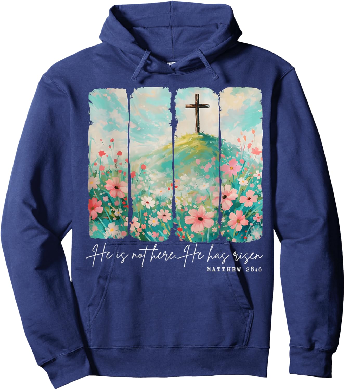 Easter He is Not Here He Has Risen Christian Girl Women Hoodie - Hoodie | Navy
