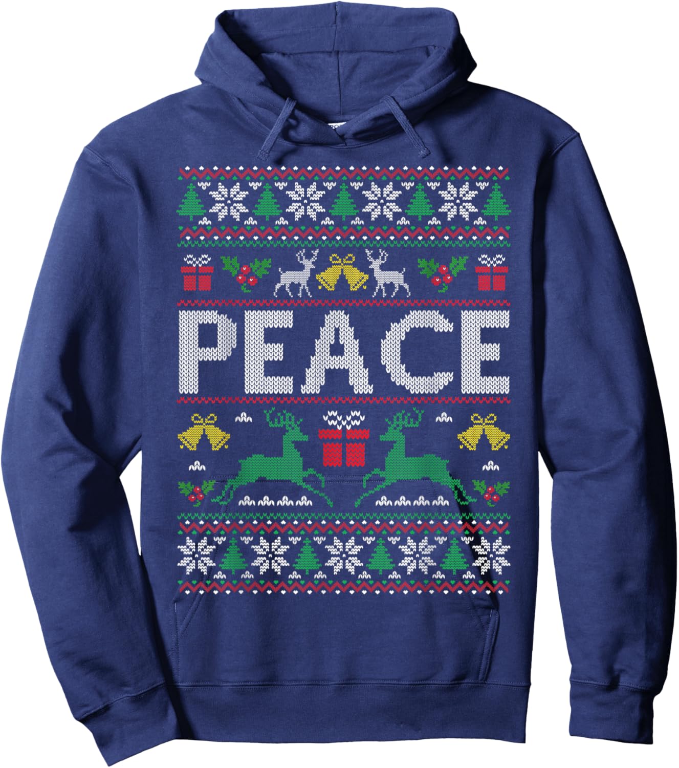 Peace I Come in Peace Couple Matching Ugly Christmas Sweater Hoodie - Hoodie | Navy