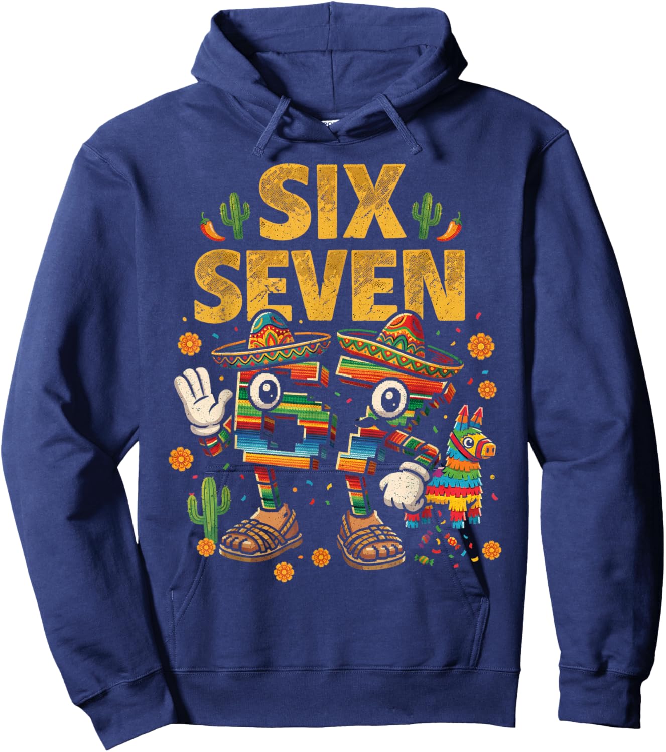 Kids Meme 67 Six Seven brainrot Sombrero 6 7 Cinco de Mayo Hoodie - Hoodie | Navy