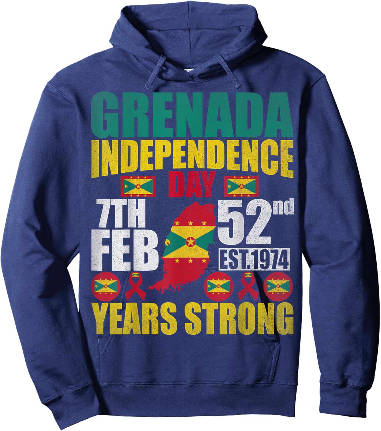 Grenada 52nd Independence Day Grenadian Pride Grenada Flag Hoodie - Hoodie | Navy