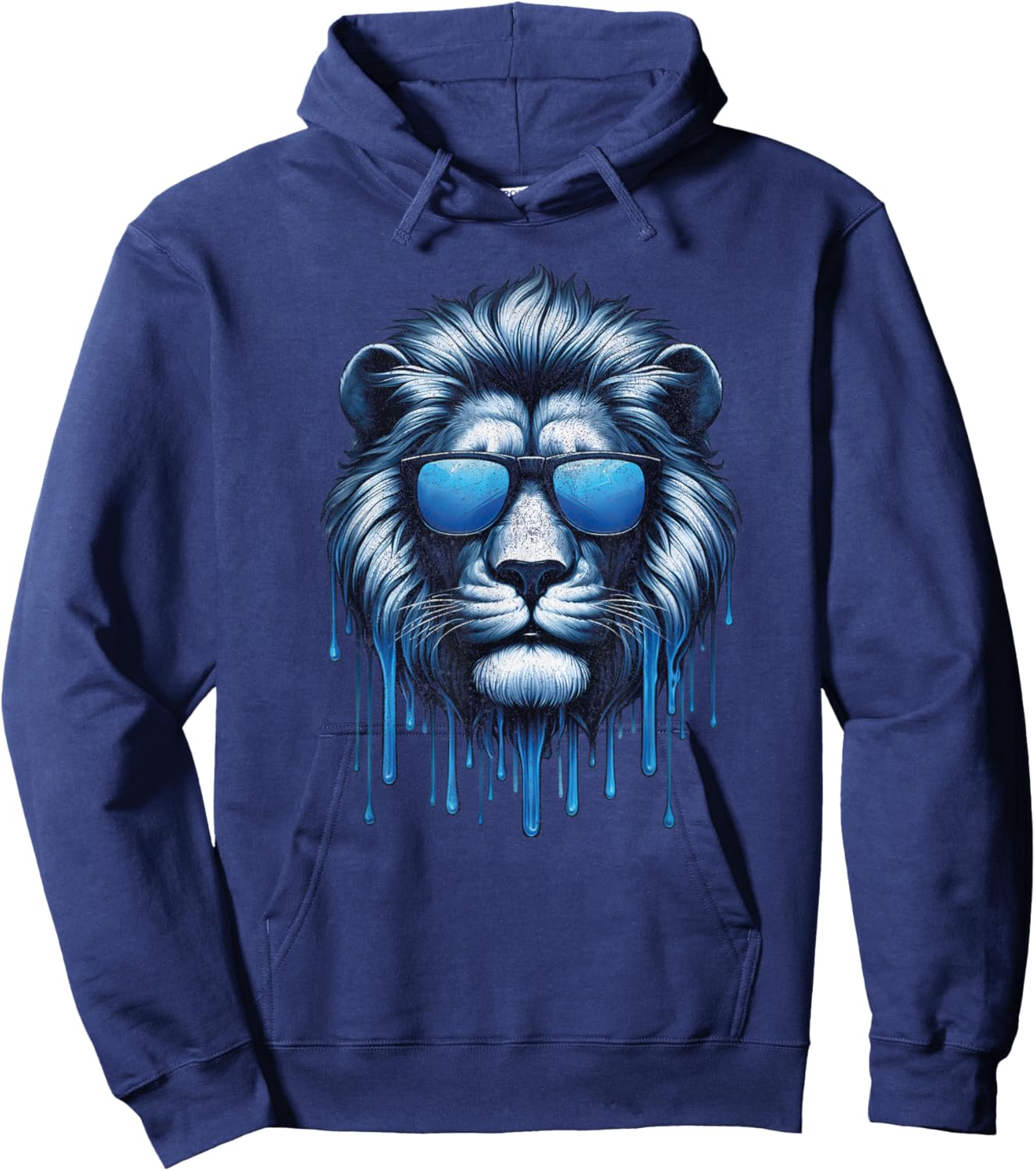 Graphic Lion with Sunglasses Dripping Men Women Kids Hoodie - Hoodie | Navy