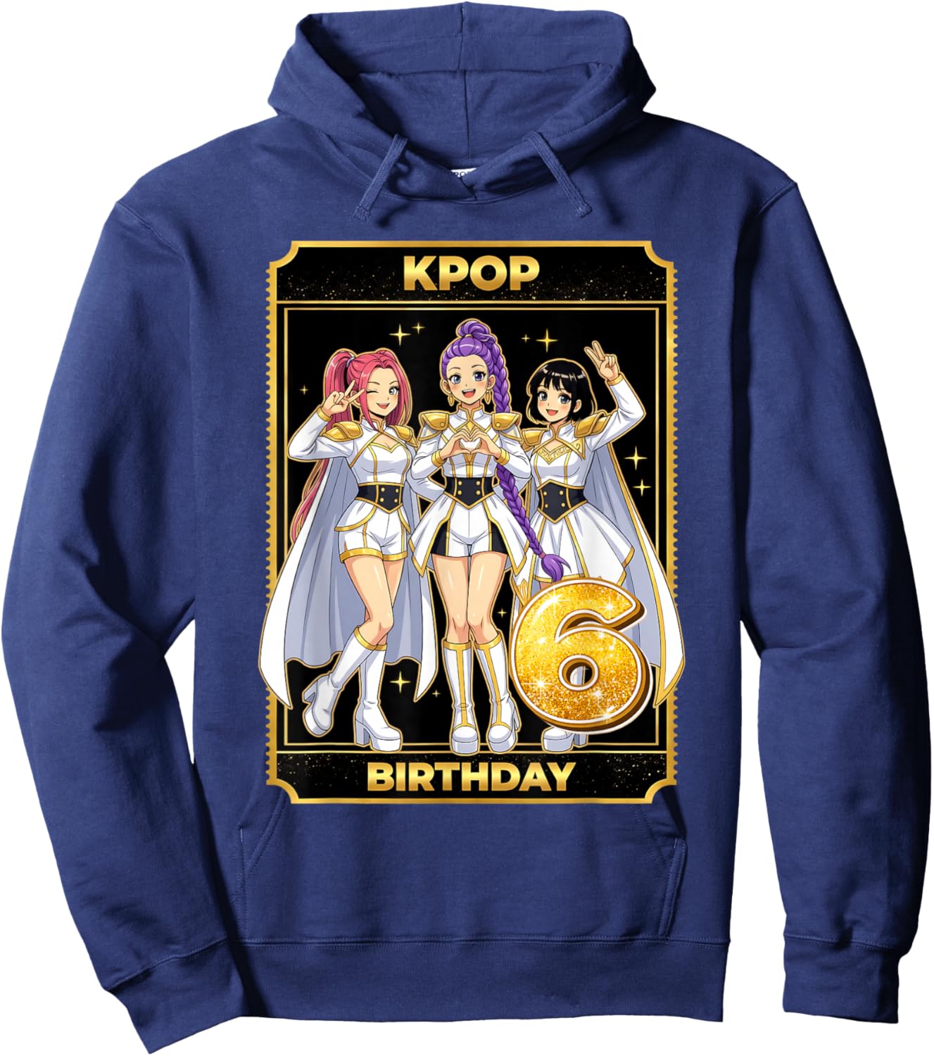 6th Birthday K-pop Star Korean Pop Music Lovers Girls Bday Hoodie - Hoodie | Navy