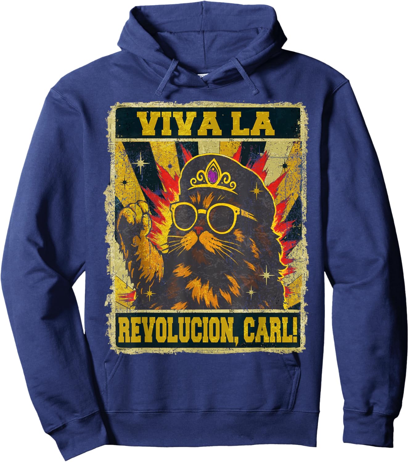 Viva La Revolucion Carl Funny Cat Lover Hoodie - Hoodie | Navy