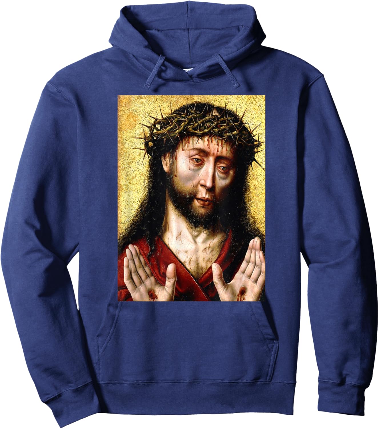 Jesus Christ Man of Sorrows Aelbert Bouts Painting 1500 Hoodie - Hoodie | Navy