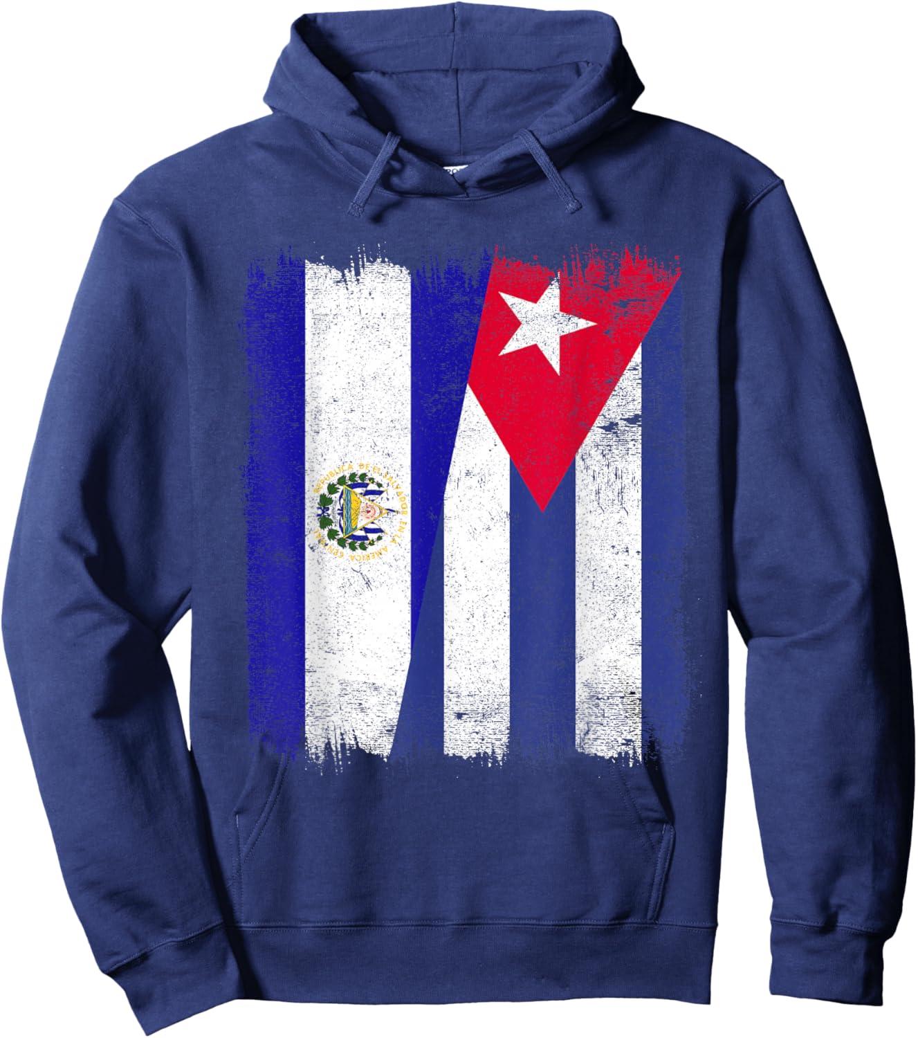 El Salvador Cuba Half Flag Salvadorian Cuban Heritage Hoodie - Hoodie | Navy