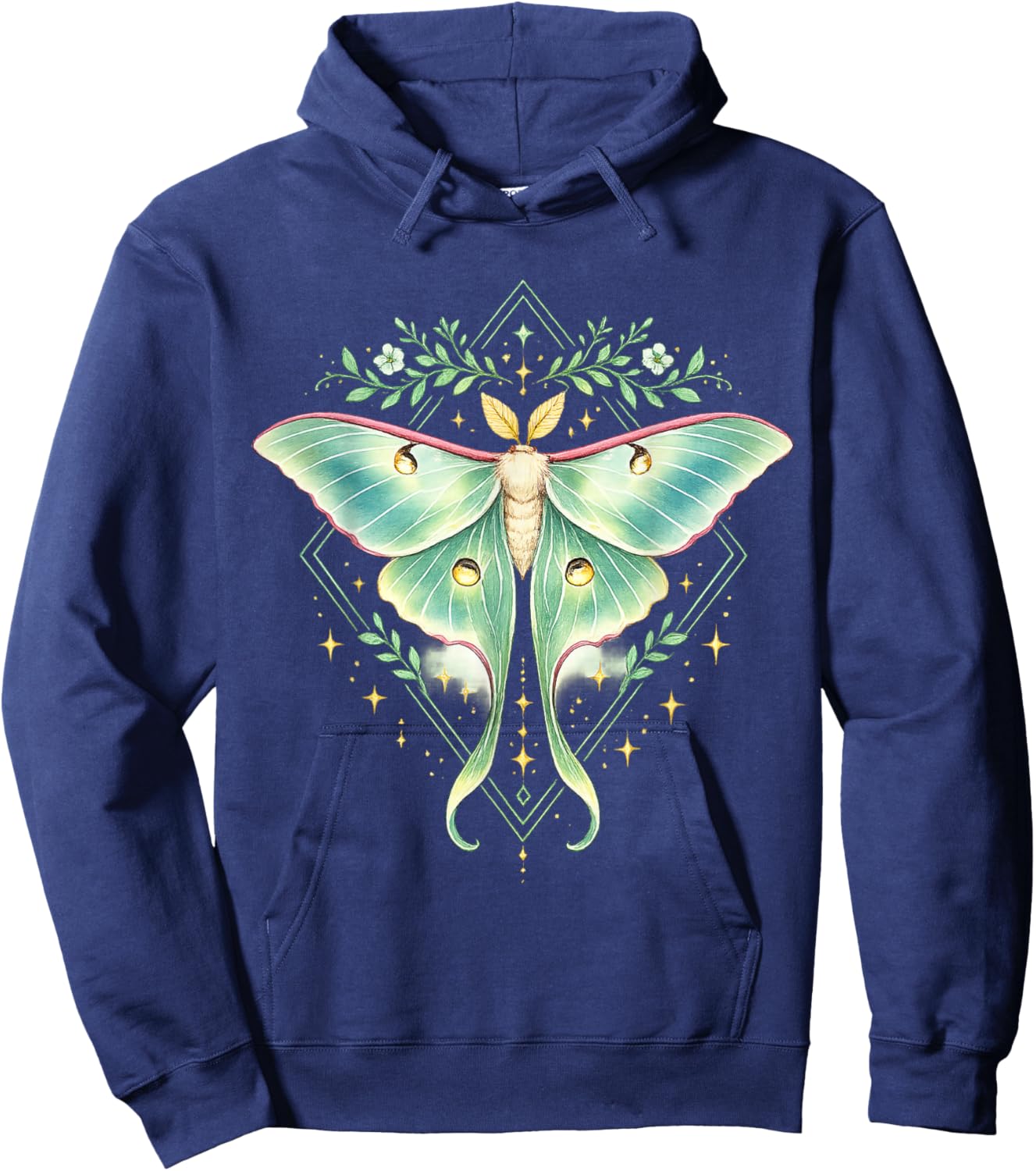 Cute Luna Moth Beautiful Butterfly Insect Lover Themed Hoodie - Hoodie | Navy
