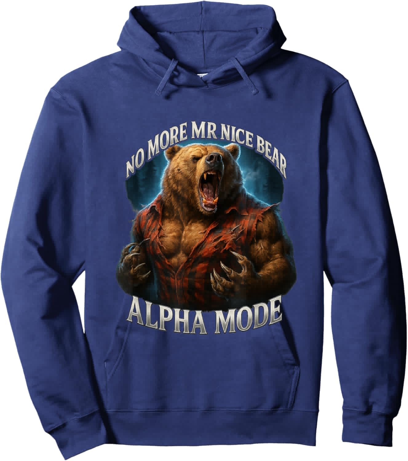 No More Mr Nice Bear Alpha Mode Meme Grizzly Gym Brainrot Hoodie - Hoodie | Navy