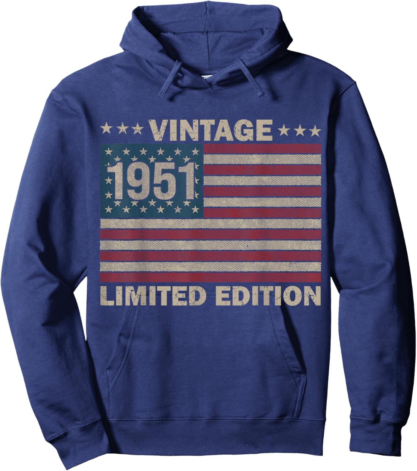 US Flag 75 Birthday American USA Men 75yr 1951 75th Birthday Hoodie - Hoodie | Navy