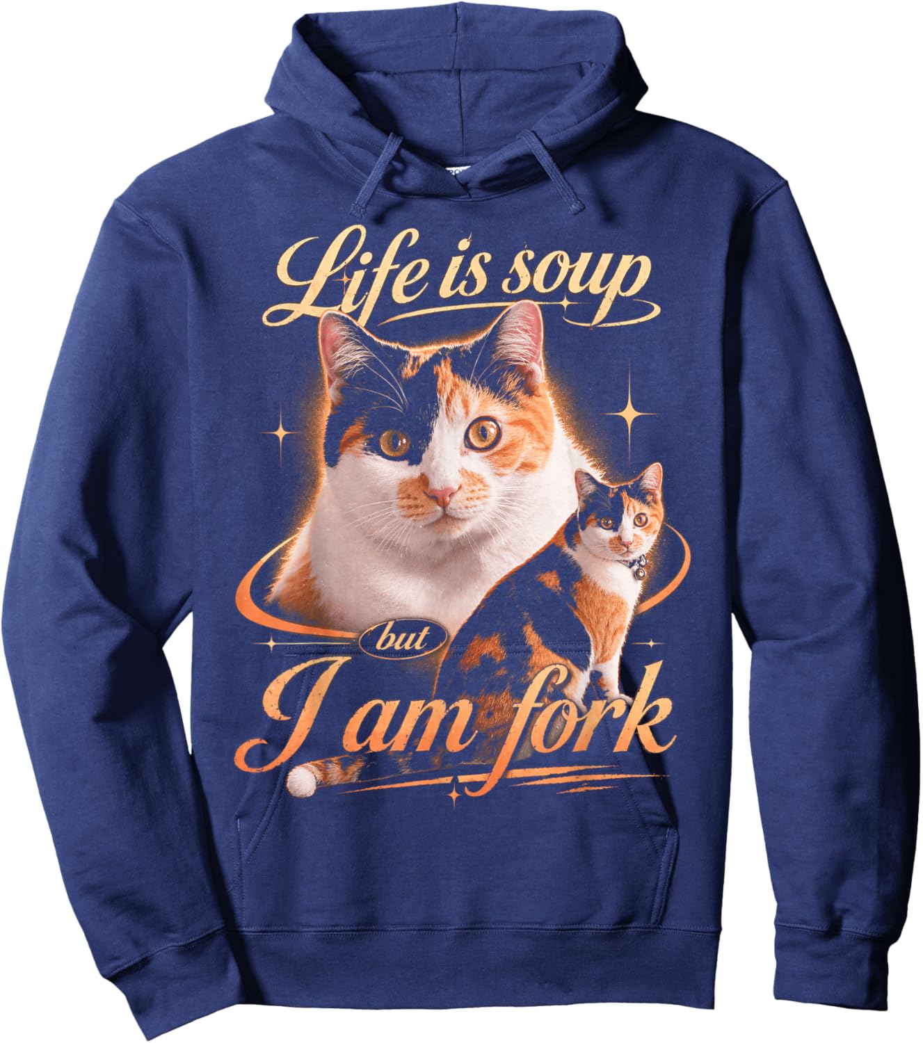 Funny Calico Cat Meme Animal Humor Hoodie - Hoodie | Navy