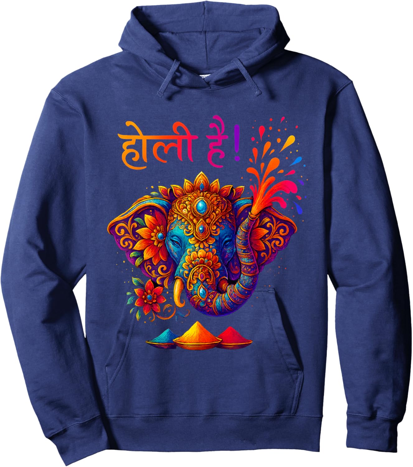 Happy Holi Festival India Hindu Colors Spring Elephant Women Hoodie - Hoodie | Navy