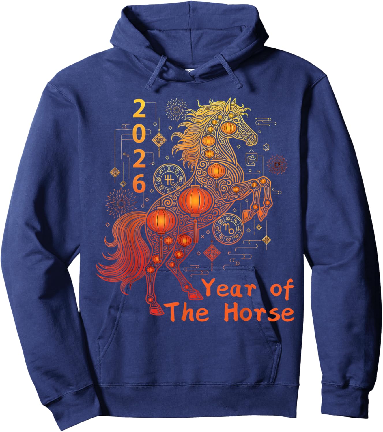 Year of The Horse Happy Chinese Lunar New Year 2026 Hoodie - Hoodie | Navy