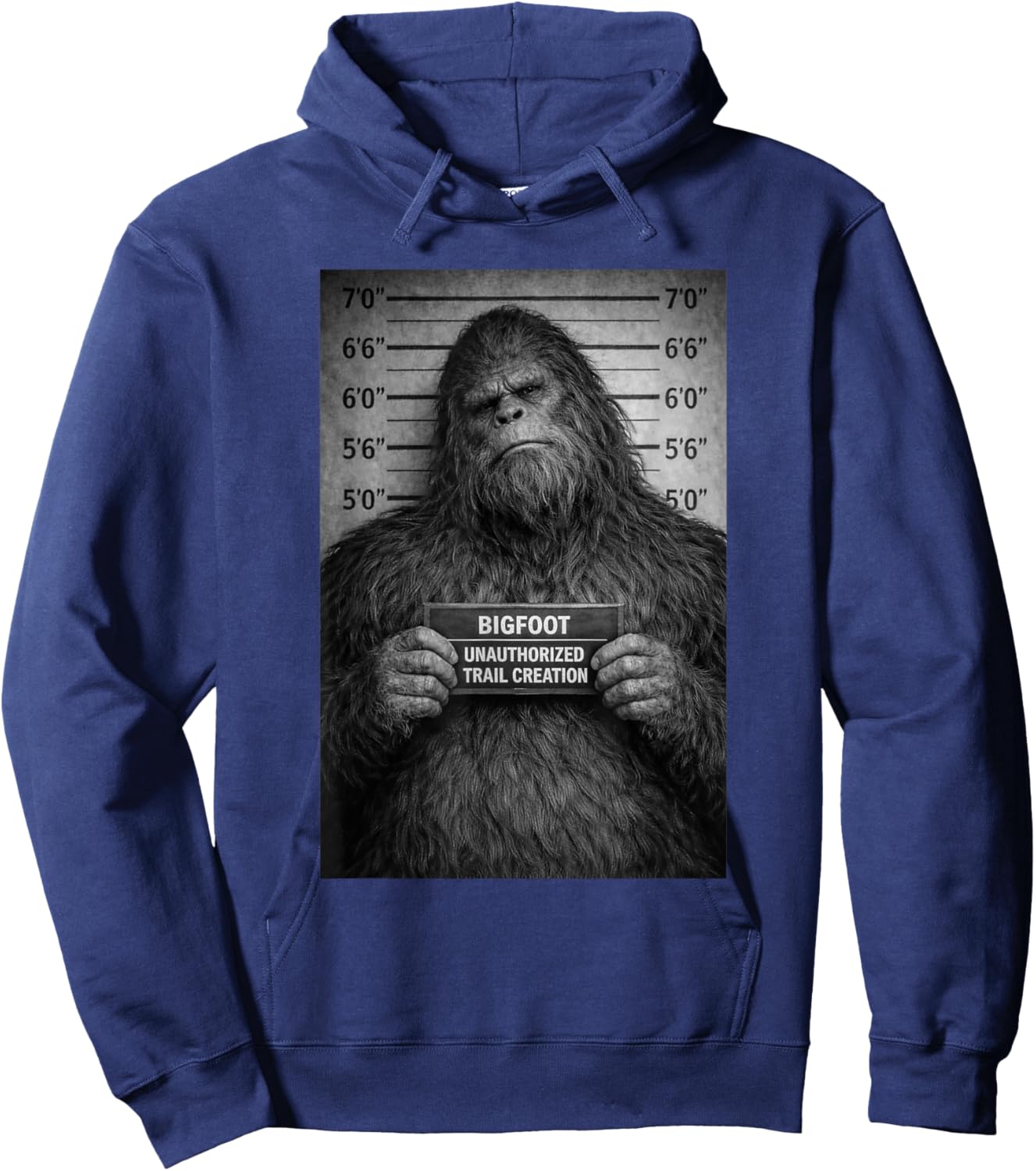 Sasquatch Mugshot Outdoor Humor Design Hoodie - Hoodie | Navy