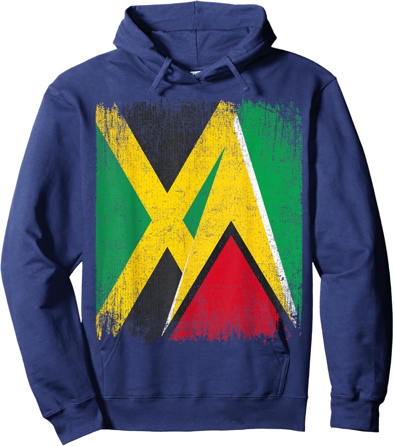 Half Jamaica Guyana Flag Jamaican Guyanese Pride Roots Hoodie - Hoodie | Navy
