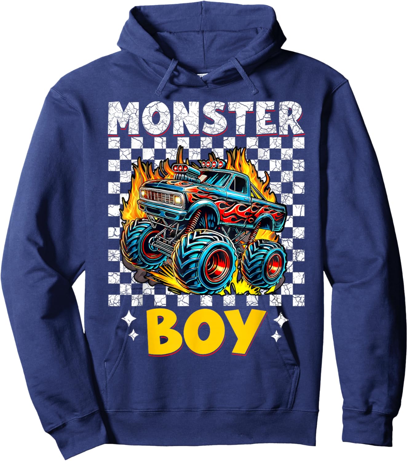 Monster Truck Boy Family Matching Monster Trucks Birthday Hoodie - Hoodie | Navy