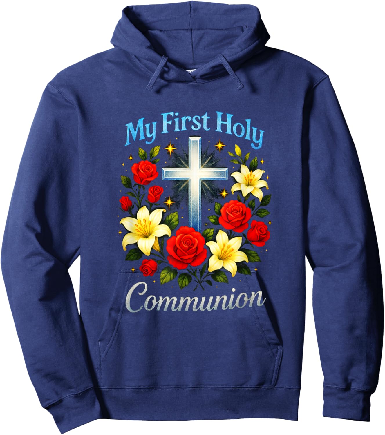 My First Holy Communion - Church Event Flowers Hoodie - Hoodie | Navy