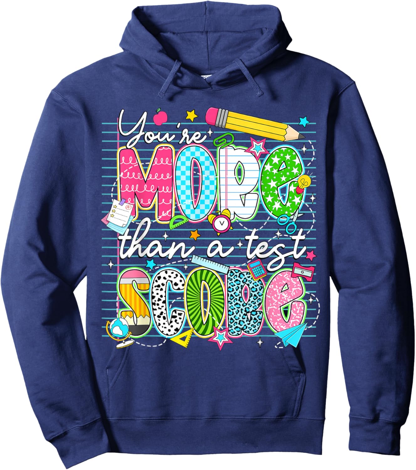 Test Day You're More Than A Test Score Testing Boy Girl Kids Hoodie - Hoodie | Navy