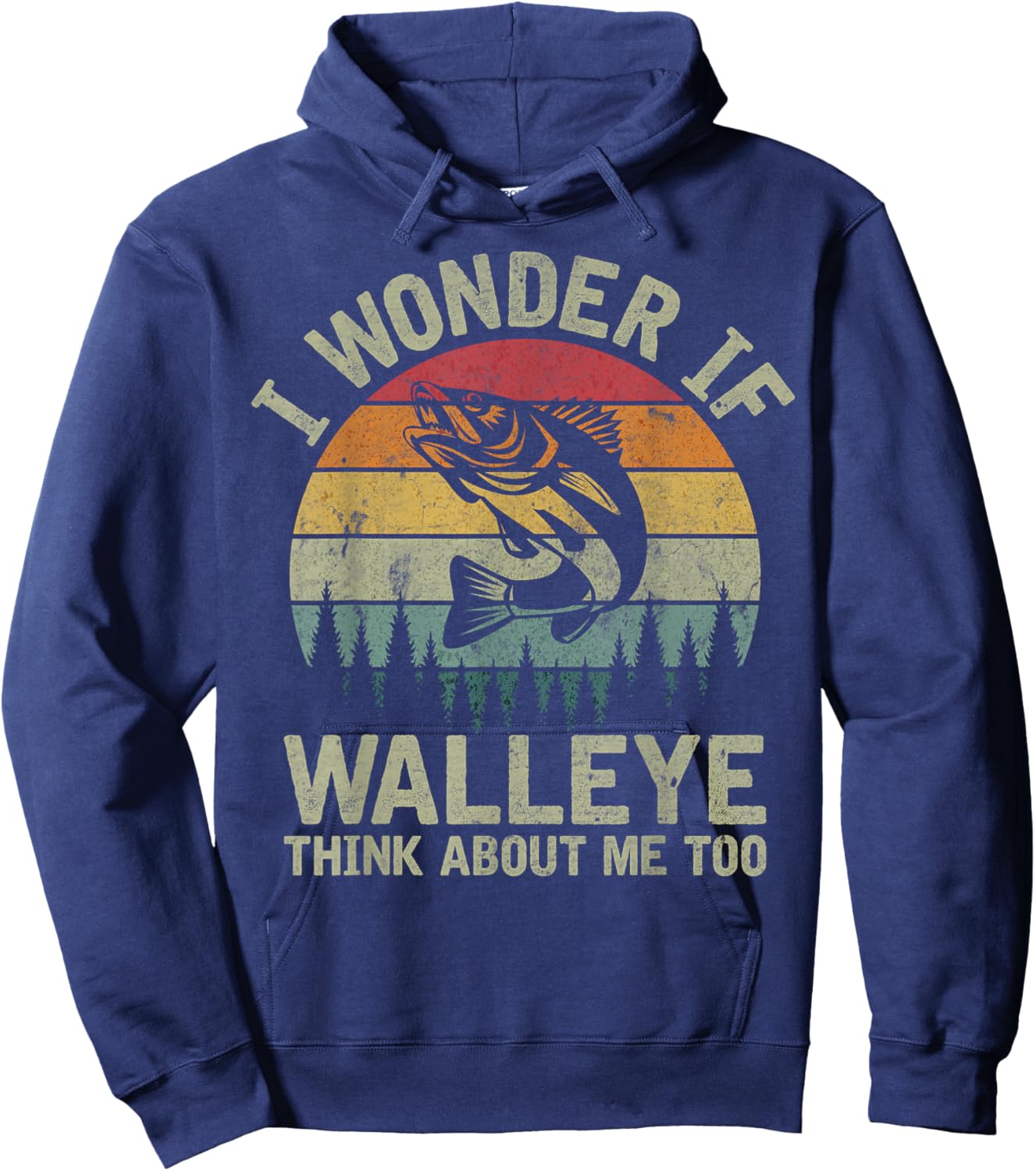 I Wonder If Walleye Think About Me Fishing Humor Lover Gifts Hoodie - Hoodie | Navy