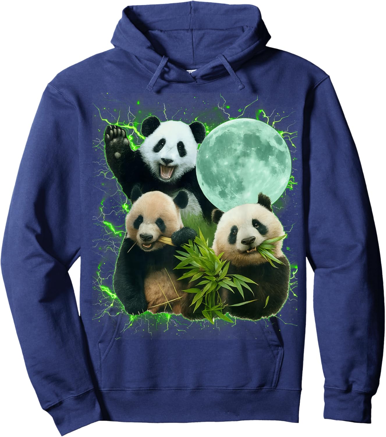 Cute Funny Meme Panda Eating Bamboo Men Women Kid Hoodie - Hoodie | Navy