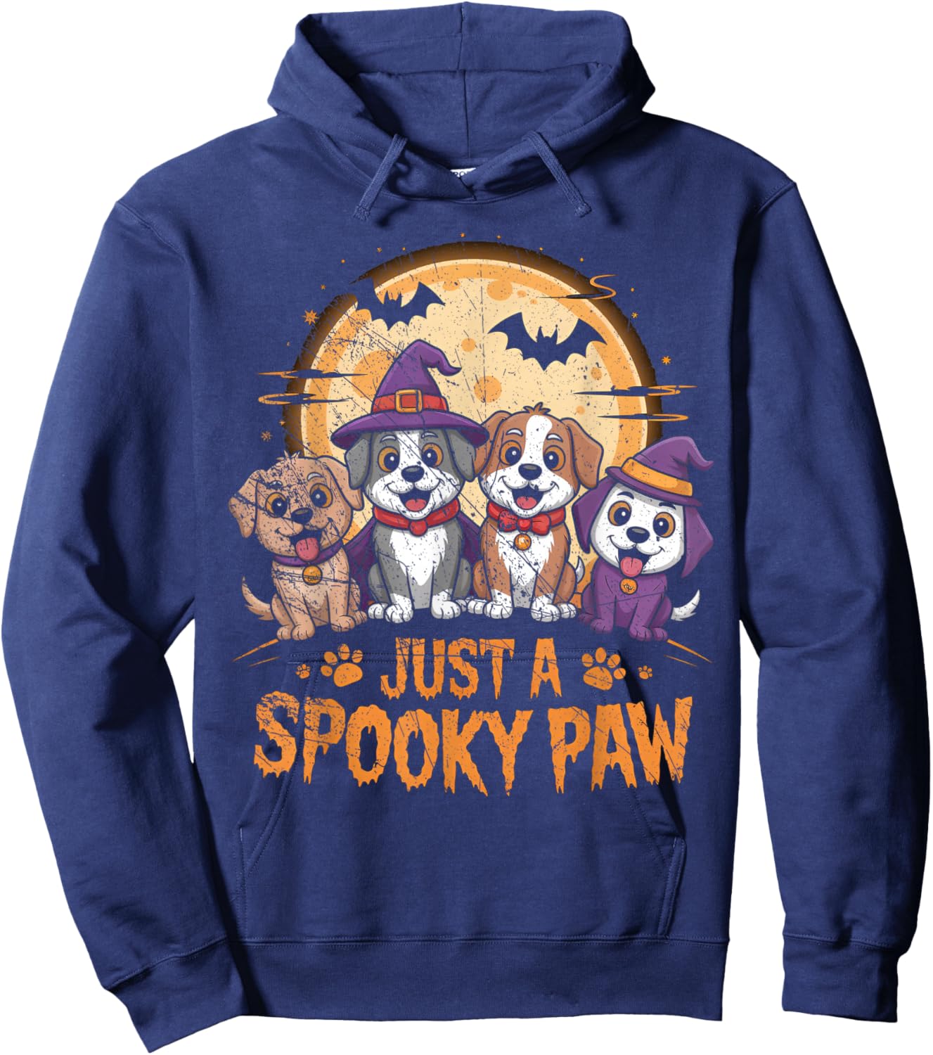 Funny Halloween Dog Ghost Costume Puppy Just A Spooky Paw Hoodie - Hoodie | Navy