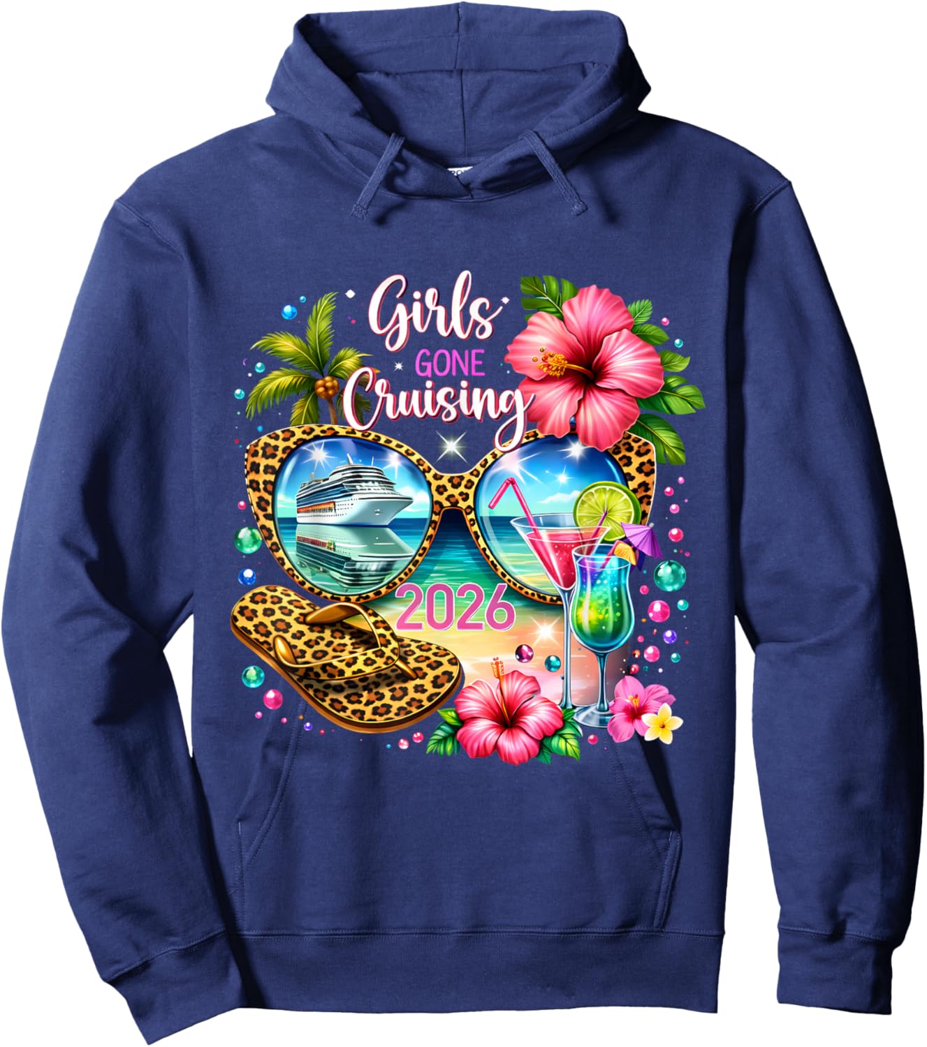 Girls Gone Cruising 2026 Tropical Vacation Party Trip Hoodie - Hoodie | Navy