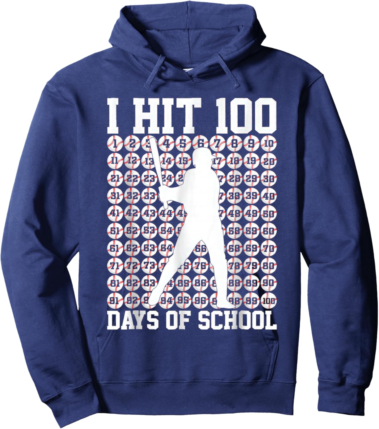 100 Days of School Boys Kids 100th Day Balls for Baseball Hoodie - Hoodie | Navy