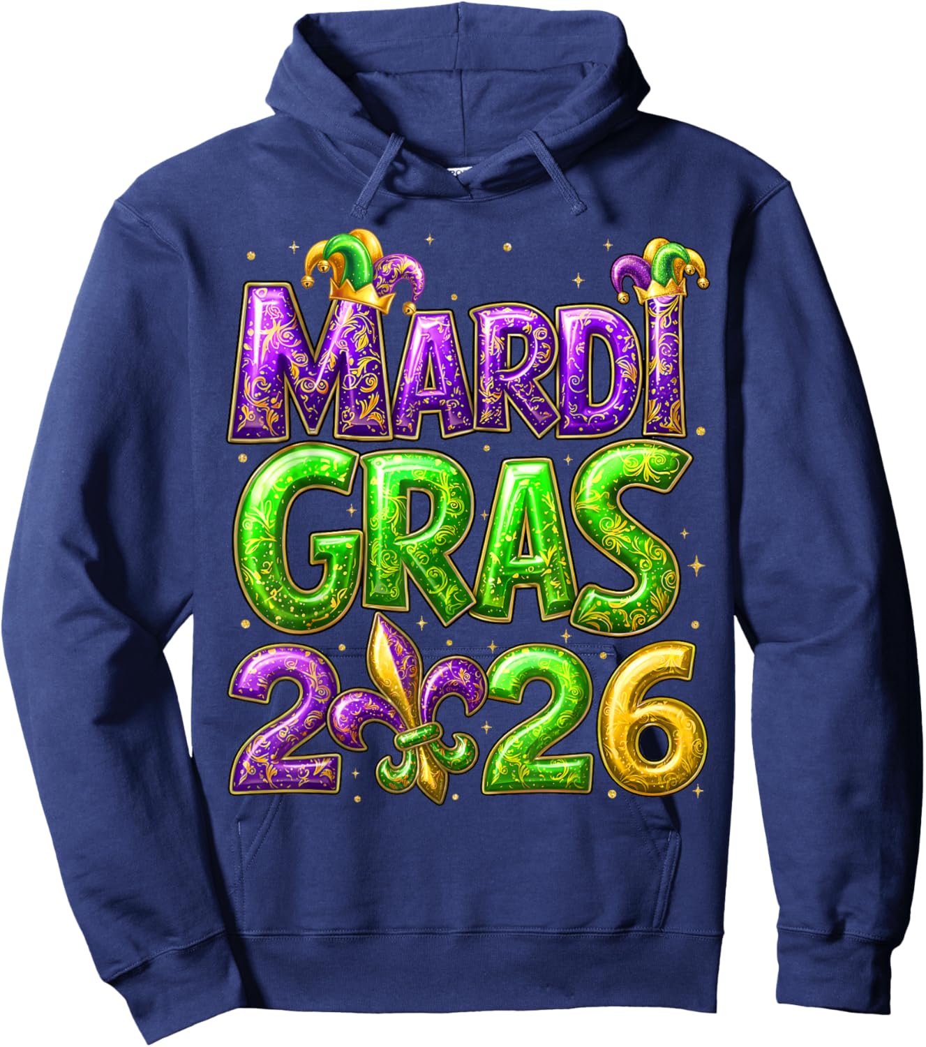 Mardi Gras 2026 Family Matching Costume PJs Women Kid Men Hoodie - Hoodie | Navy
