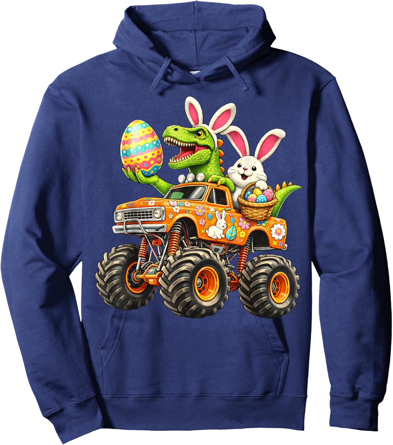 Bunny T Rex Easter Monster Truck Dino Funny Boys Kids Hoodie - Hoodie | Navy