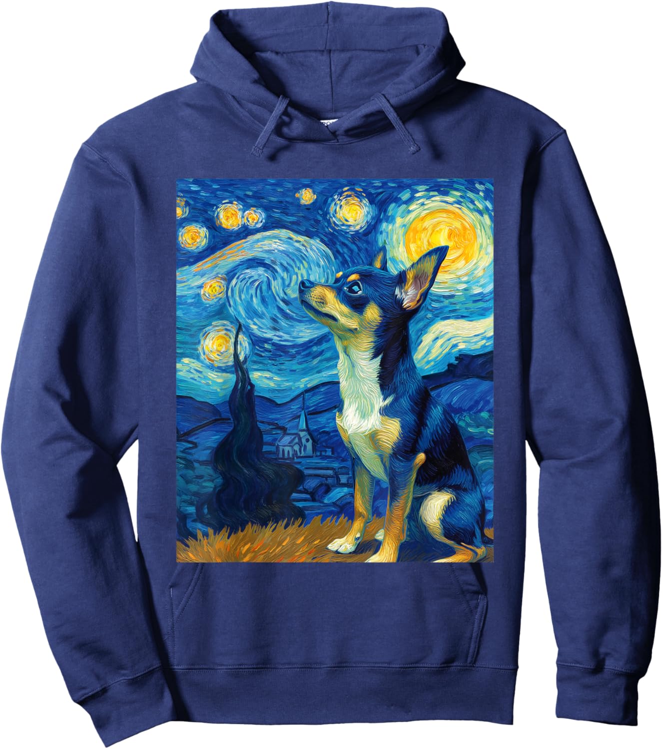 Chihuahua Dog Van Gogh Starry Night Graphic Hoodie - Hoodie | Navy