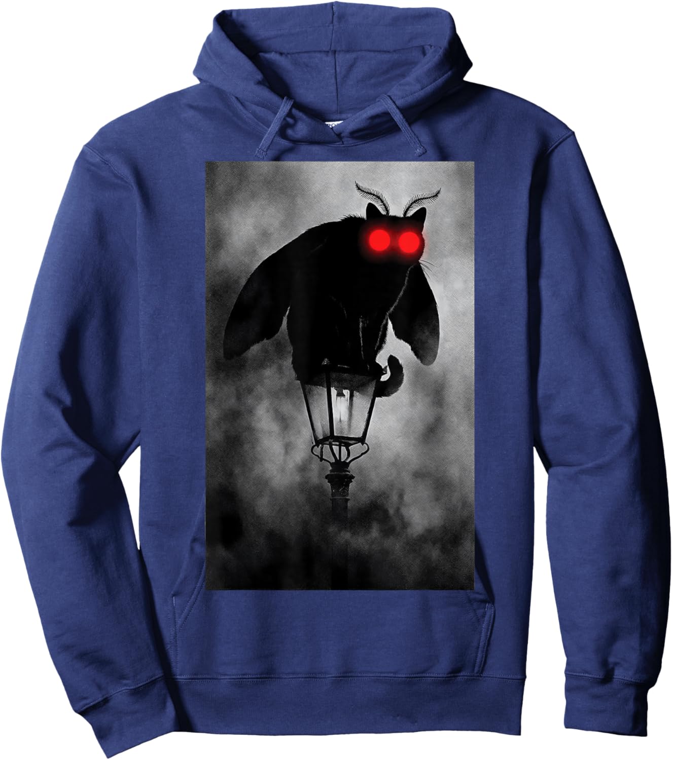 Mothman Cat Cryptid Mashup Red Eyes Gothic Folklore Hoodie - Hoodie | Navy