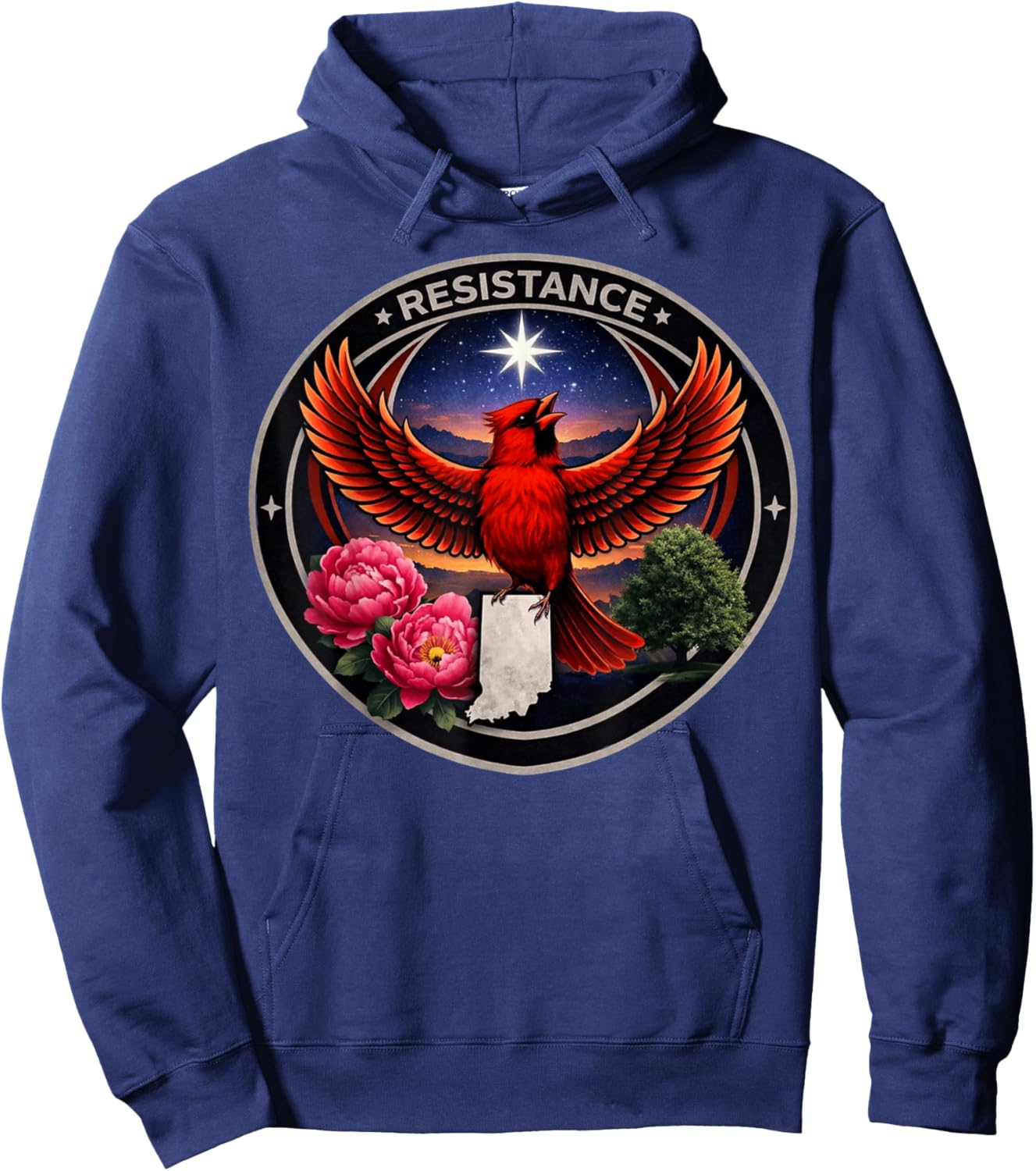 Indiana in Rebel Bird Alliance Resistance No Kings 2026 Hoodie - Hoodie | Navy