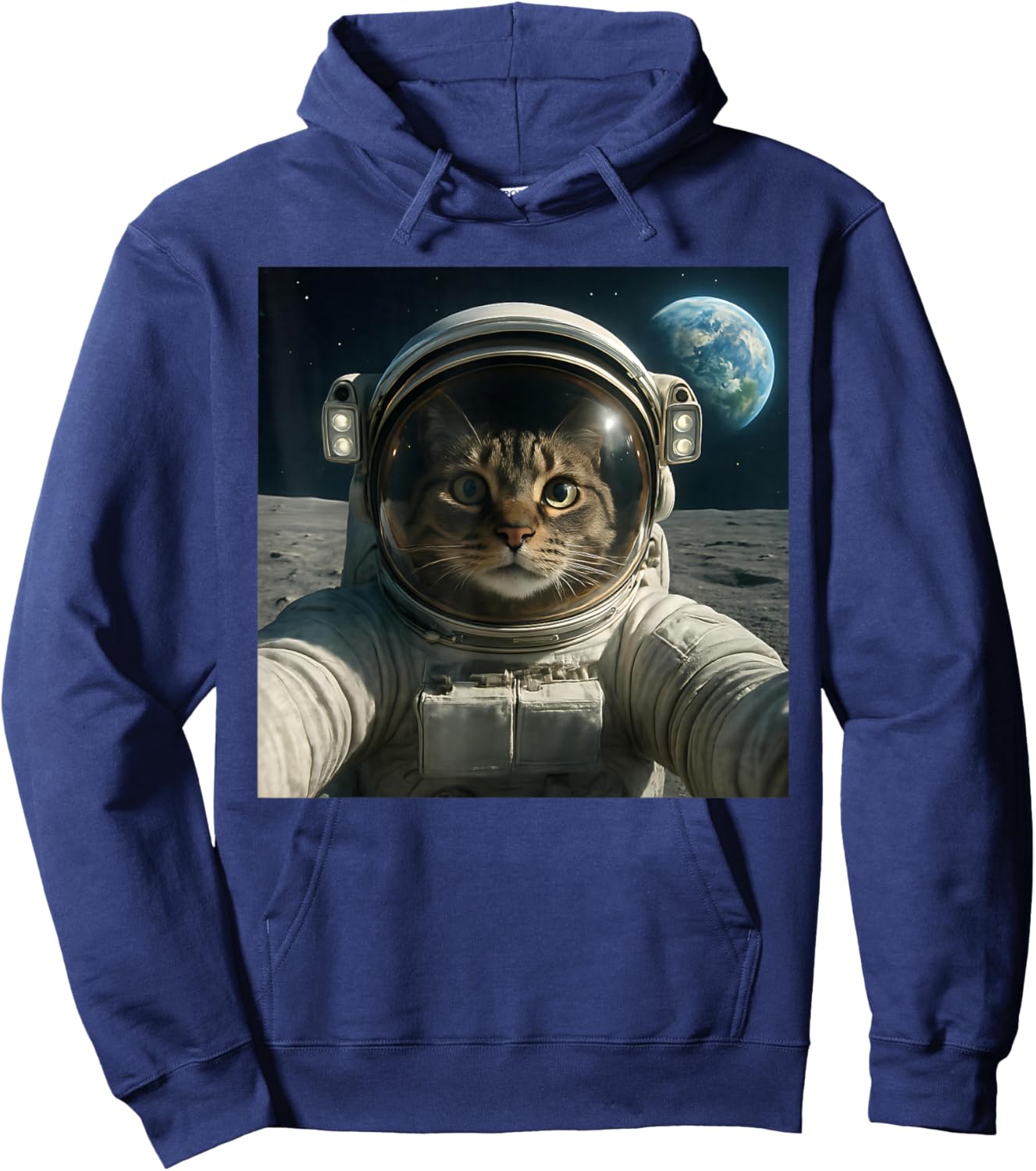 Funny Outer Space Cat Astronaut Meme Planet Hoodie - Hoodie | Navy