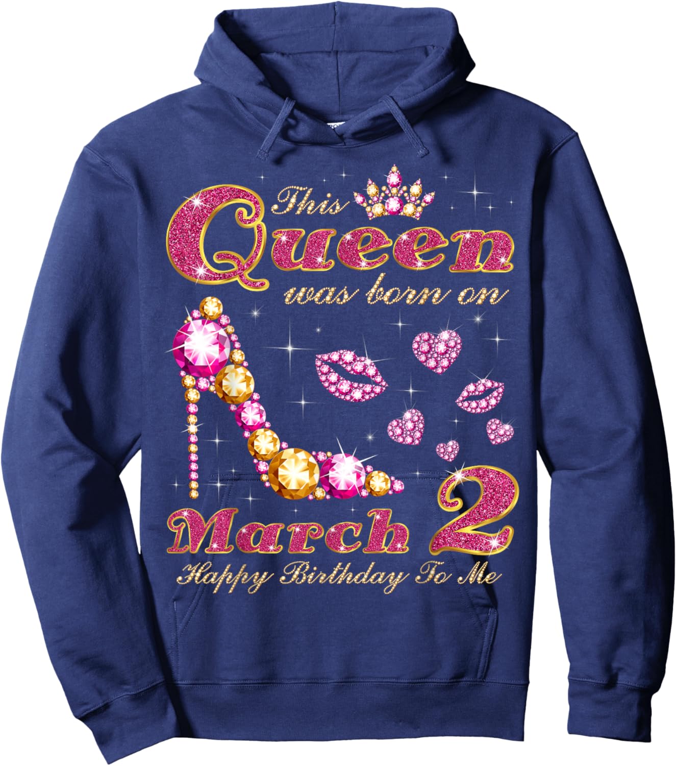This Queen was Born on March 2, 2nd March Birthday Hoodie - Hoodie | Navy