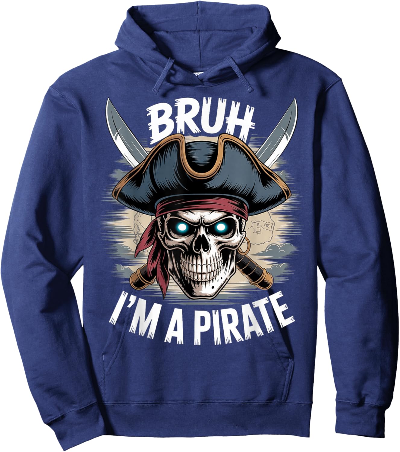 Bruh I'm A Pirate Boys Kid Funny Pirate Costume Halloween Hoodie - Hoodie | Navy