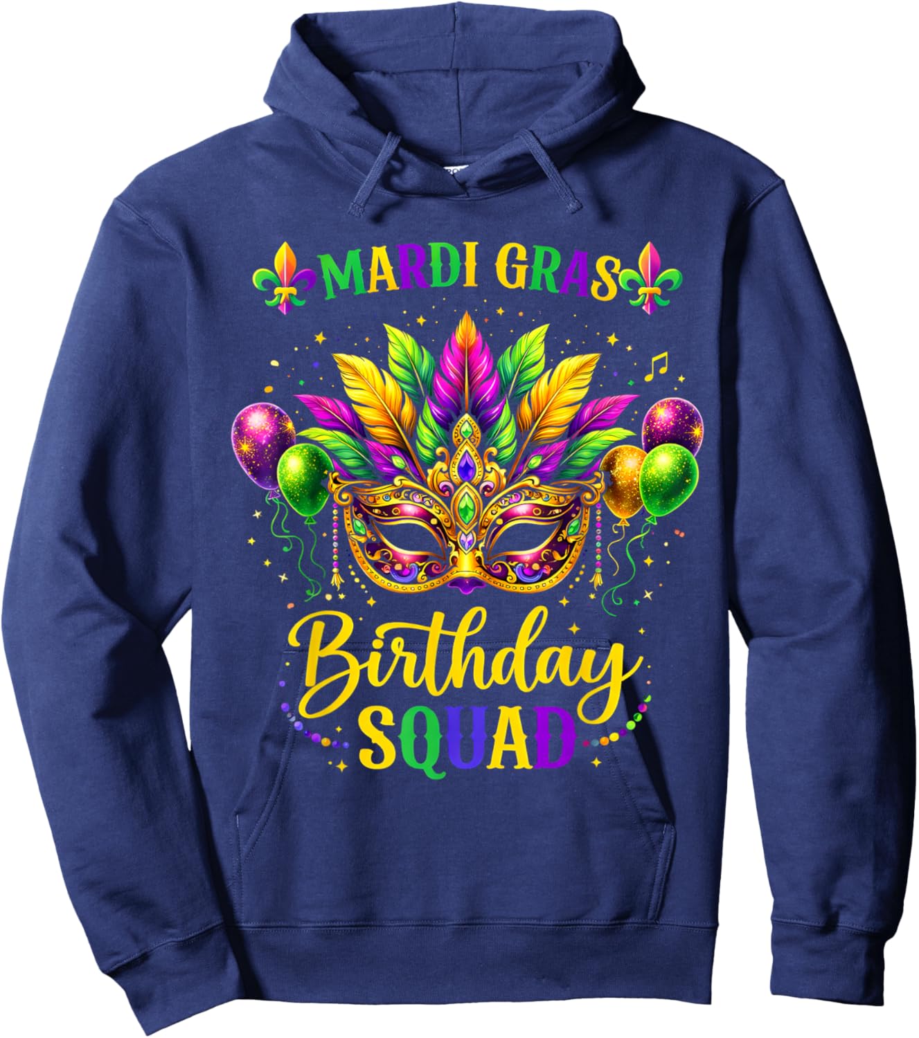 Birthday Squad Mardi Gras Crew Party Girl Toddler Boys Hoodie - Hoodie | Navy