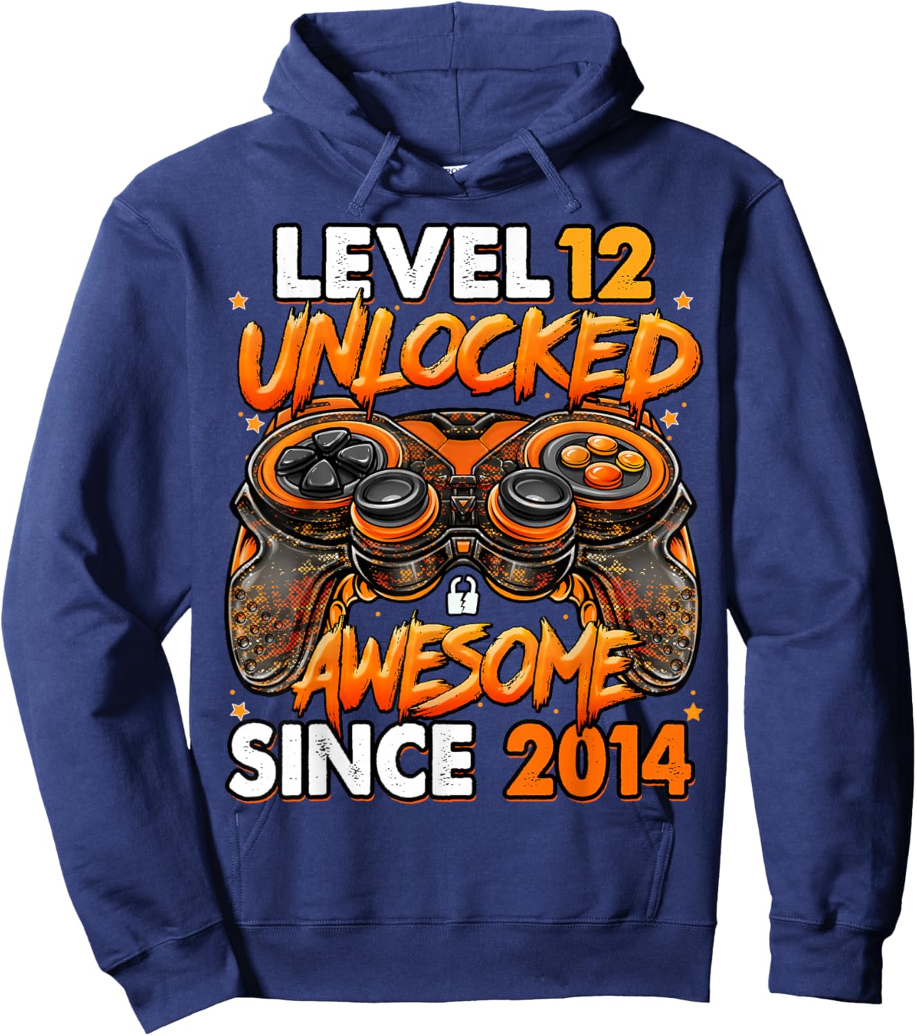 Level 12 Unlocked Awesome Since 2014 12th Birthday Gaming Hoodie - Hoodie | Navy