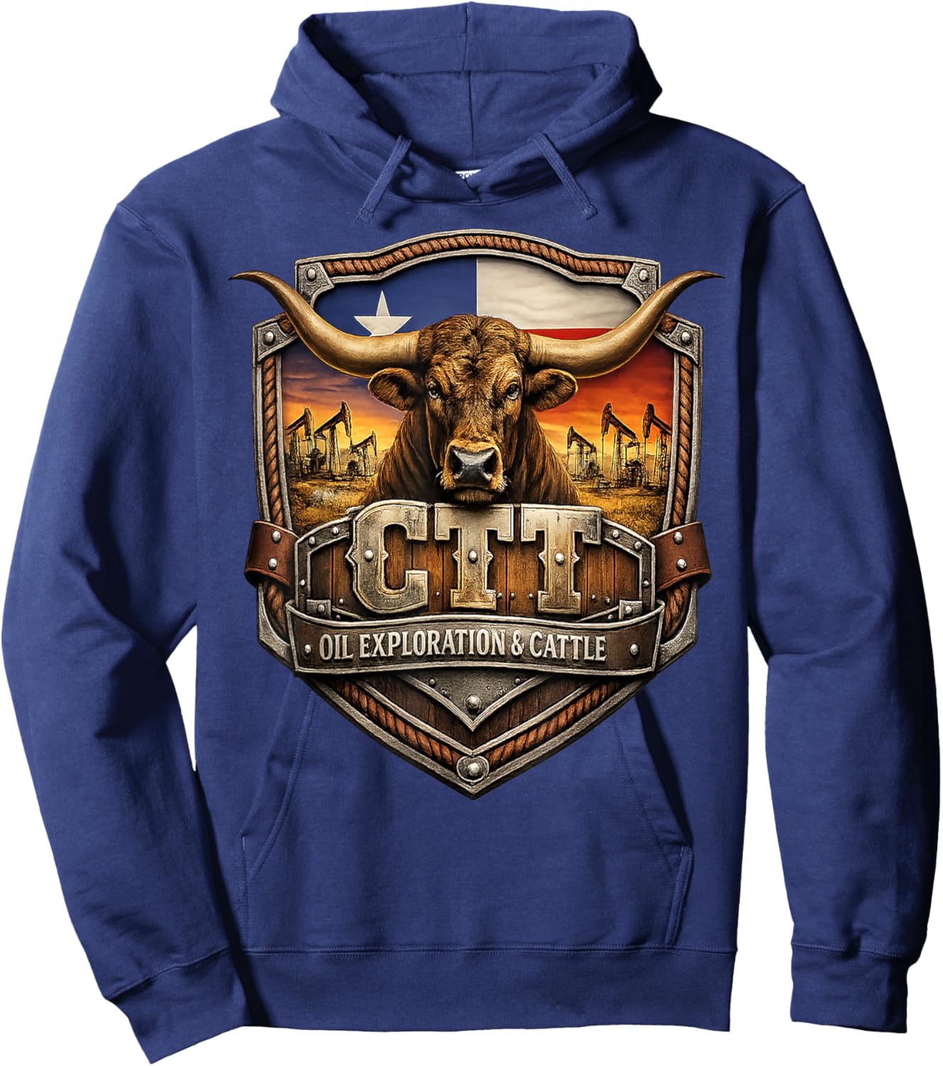 Vintage Texas Oilfield Rancher Cowboy Western Pride Hoodie - Hoodie | Navy