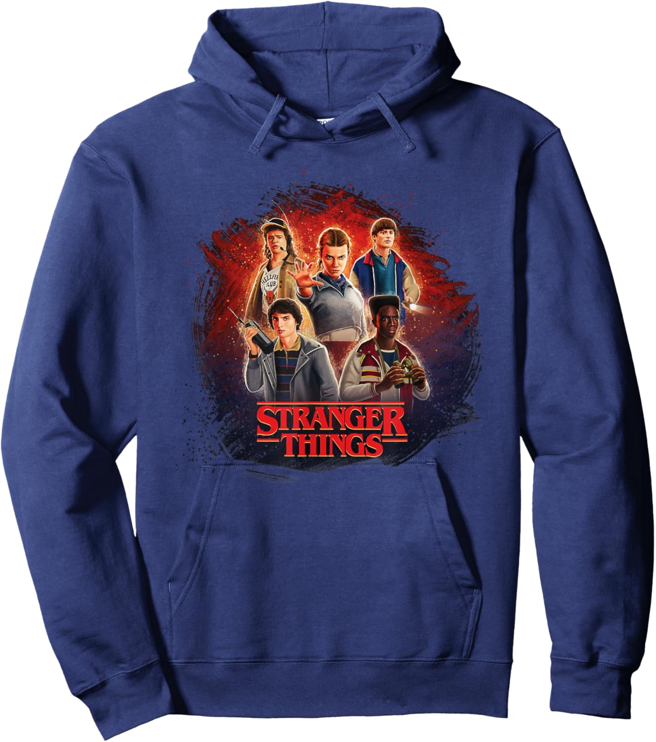 Stranger Things Season 5 Main Characters Brush Strokes Logo Hoodie - Hoodie | Navy