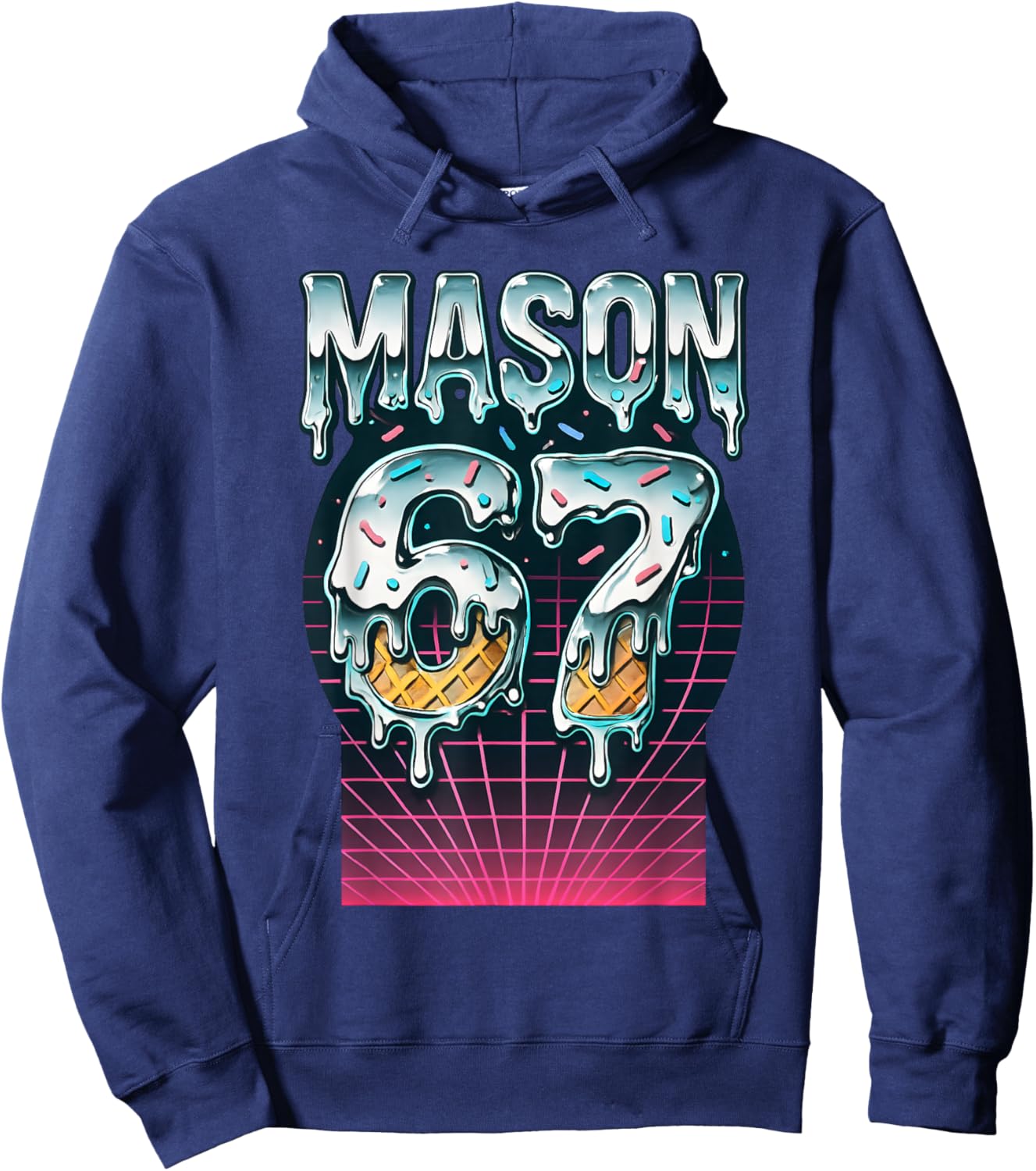 Mason 67 Meme Ice Cream Drip Six Seven Funny 6 7 Teen Boys Hoodie - Hoodie | Navy