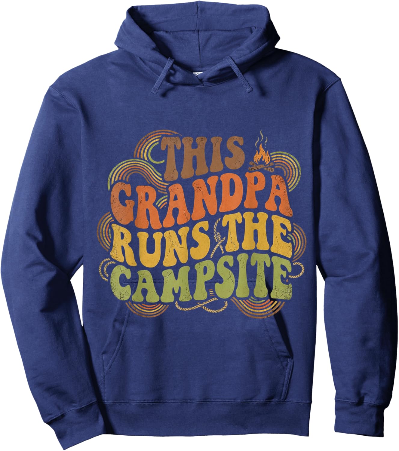 Funny Vintage Grandpa Runs Camping Retro Outdoor Gift Hoodie - Hoodie | Navy
