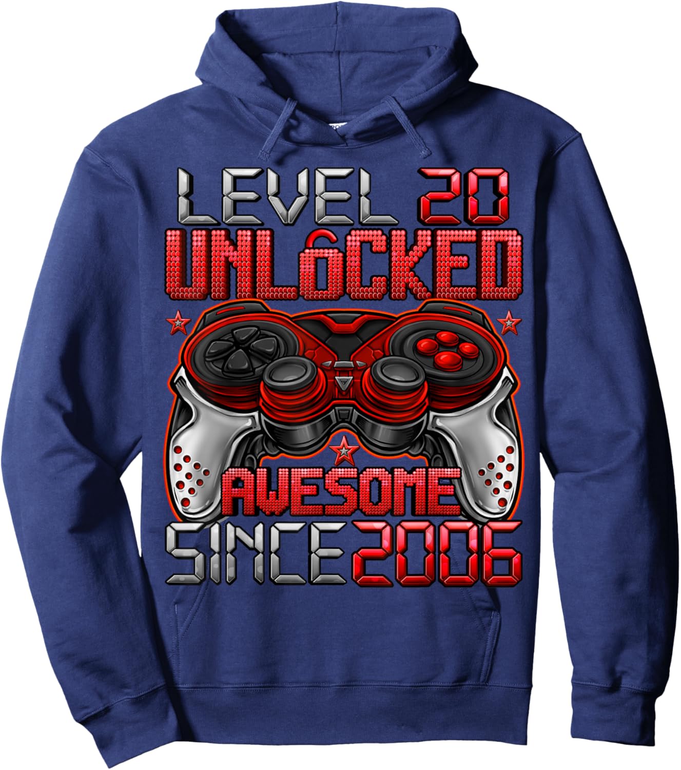 Level 20 Unlocked 20 Year Old Gifts Boys 20th Birthday Boy Hoodie - Hoodie | Navy