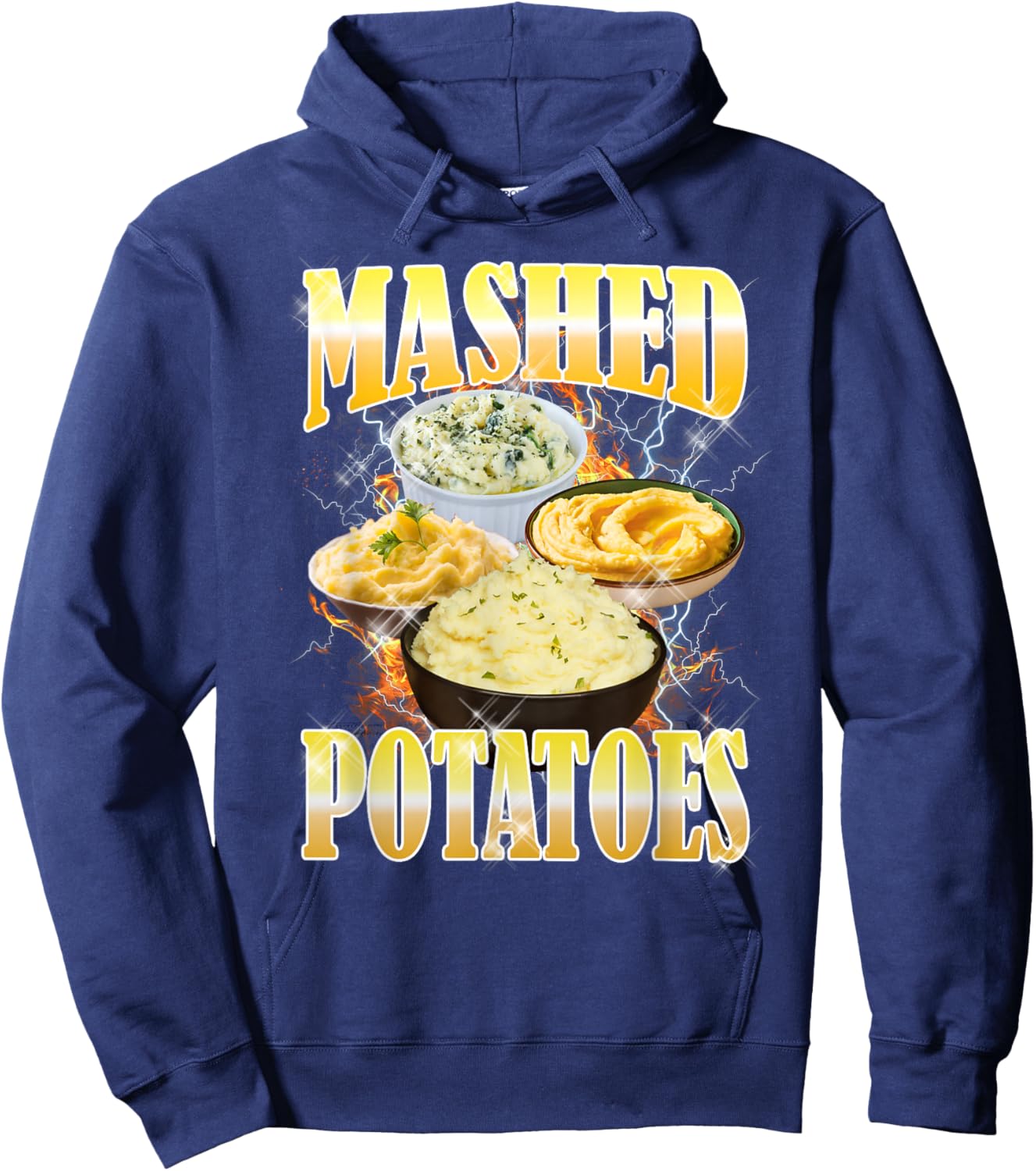 Thanksgiving Mashed Potatoes Bootleg 90's Rap Rock Vintage Hoodie - Hoodie | Navy