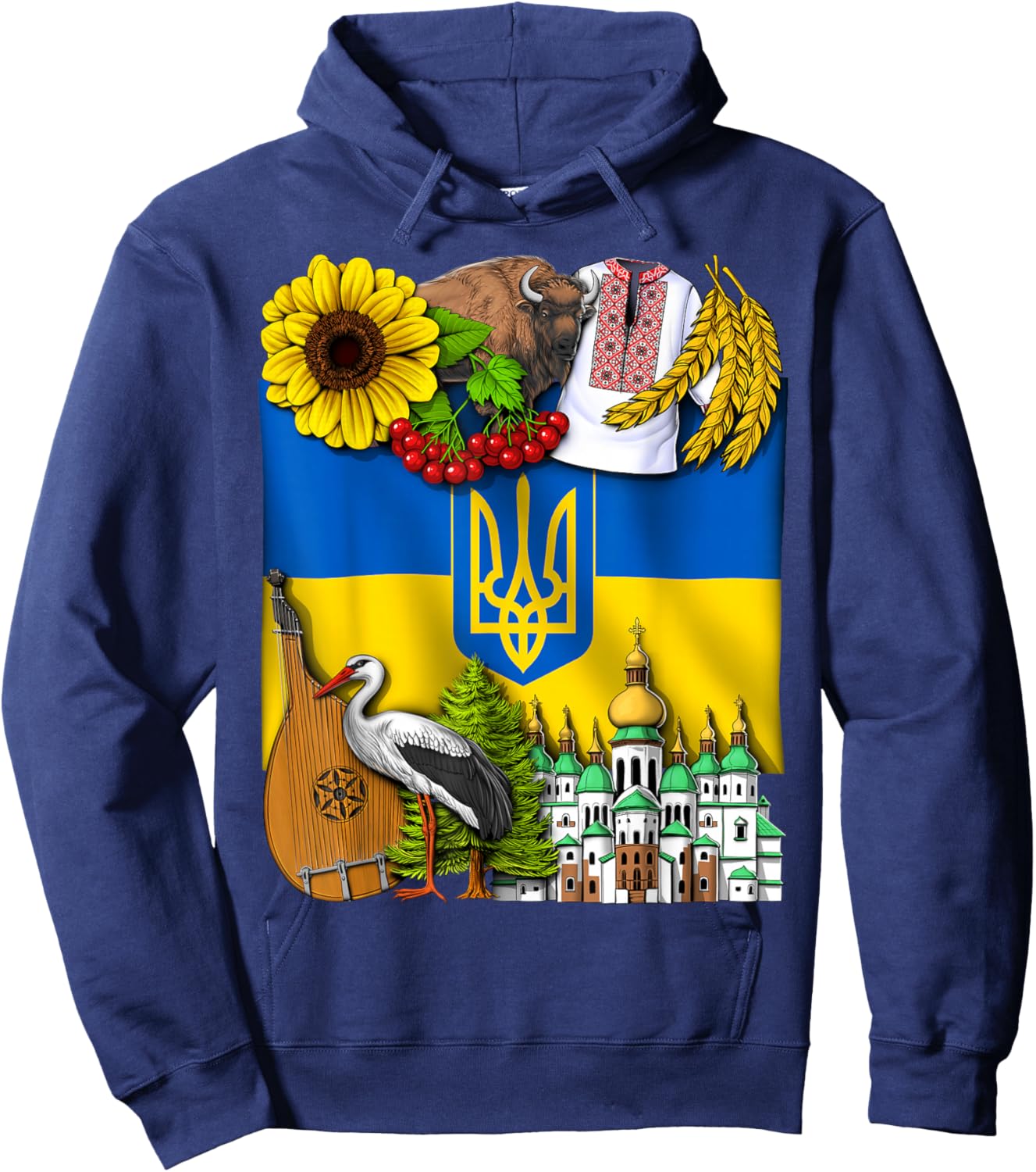 Ukraine Flag Ukrainian Roots Proud Ukrainian Heritage Hoodie - Hoodie | Navy