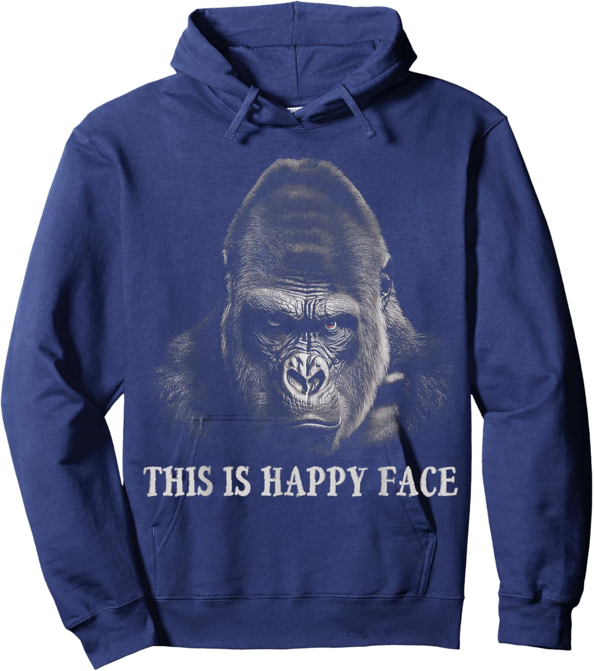 Funny Gorilla This is My Happy Face Sarcastic Grumpy Humor Hoodie - Hoodie | Navy