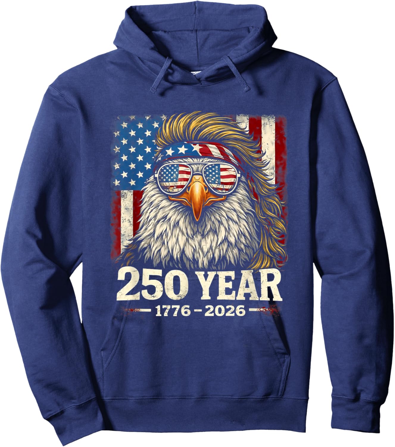 250 Years 1776 2026 250th Vintage Eagle 4th July Patriotic Hoodie - Hoodie | Navy