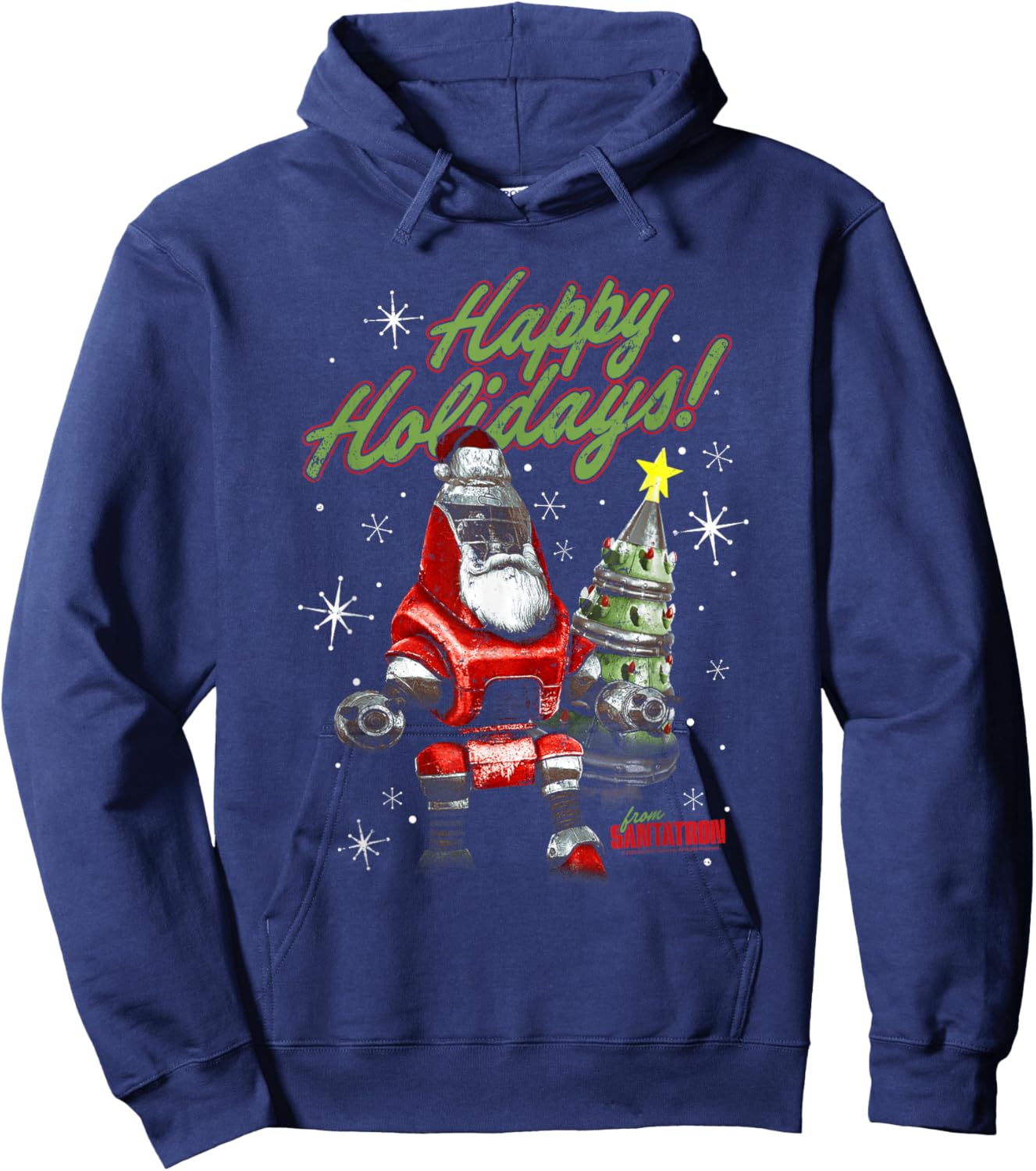Fallout Happy Holidays from Santatron Christmas Video Game Hoodie - Hoodie | Navy