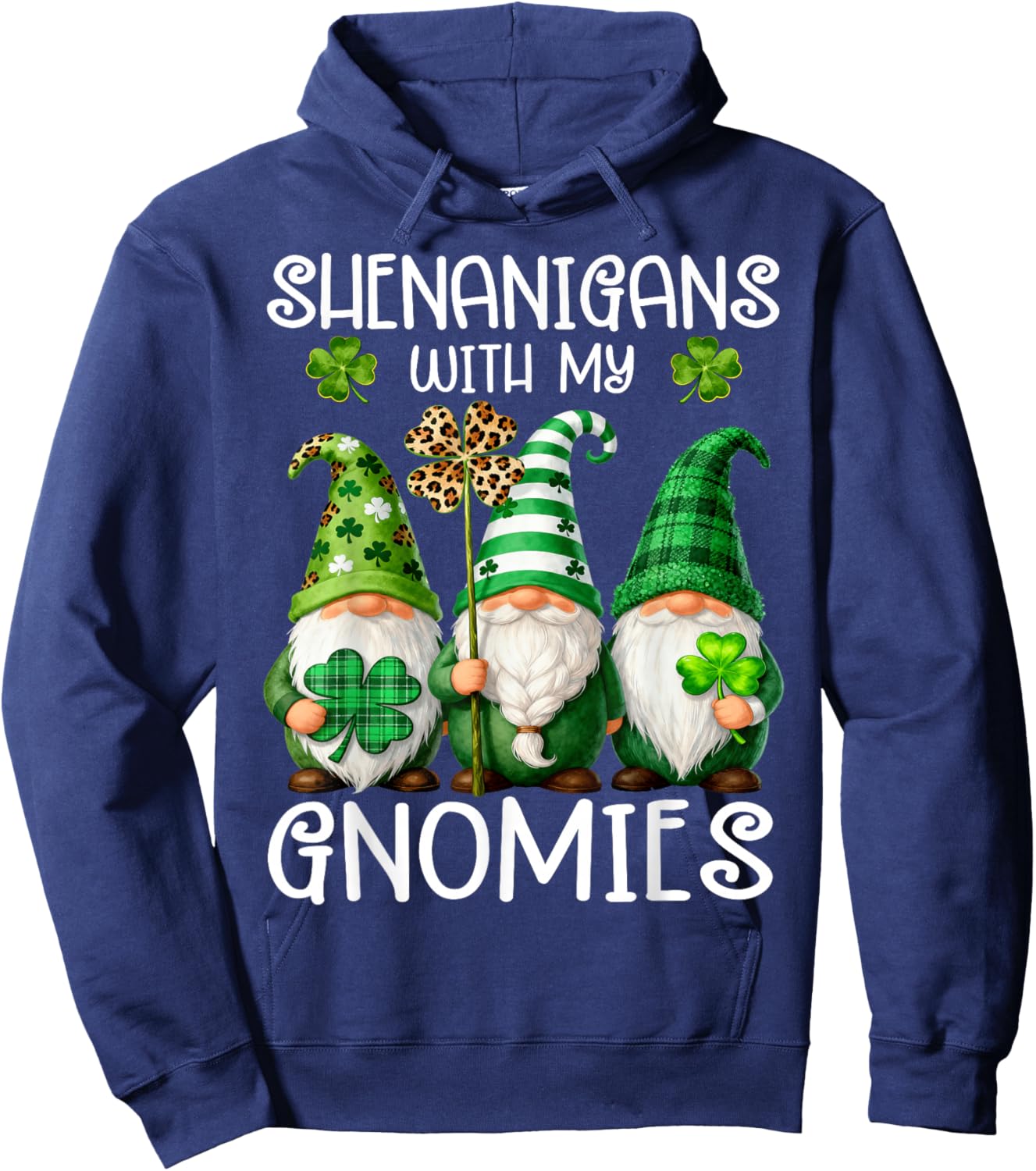 St Patricks Day Shenanigans with My Gnomies Leopard Women Hoodie - Hoodie | Navy